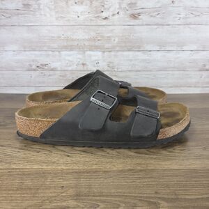 Birkenstock Arizona Oiled Black Leather Softbed Sandals Womens 11-11.5 42 EU